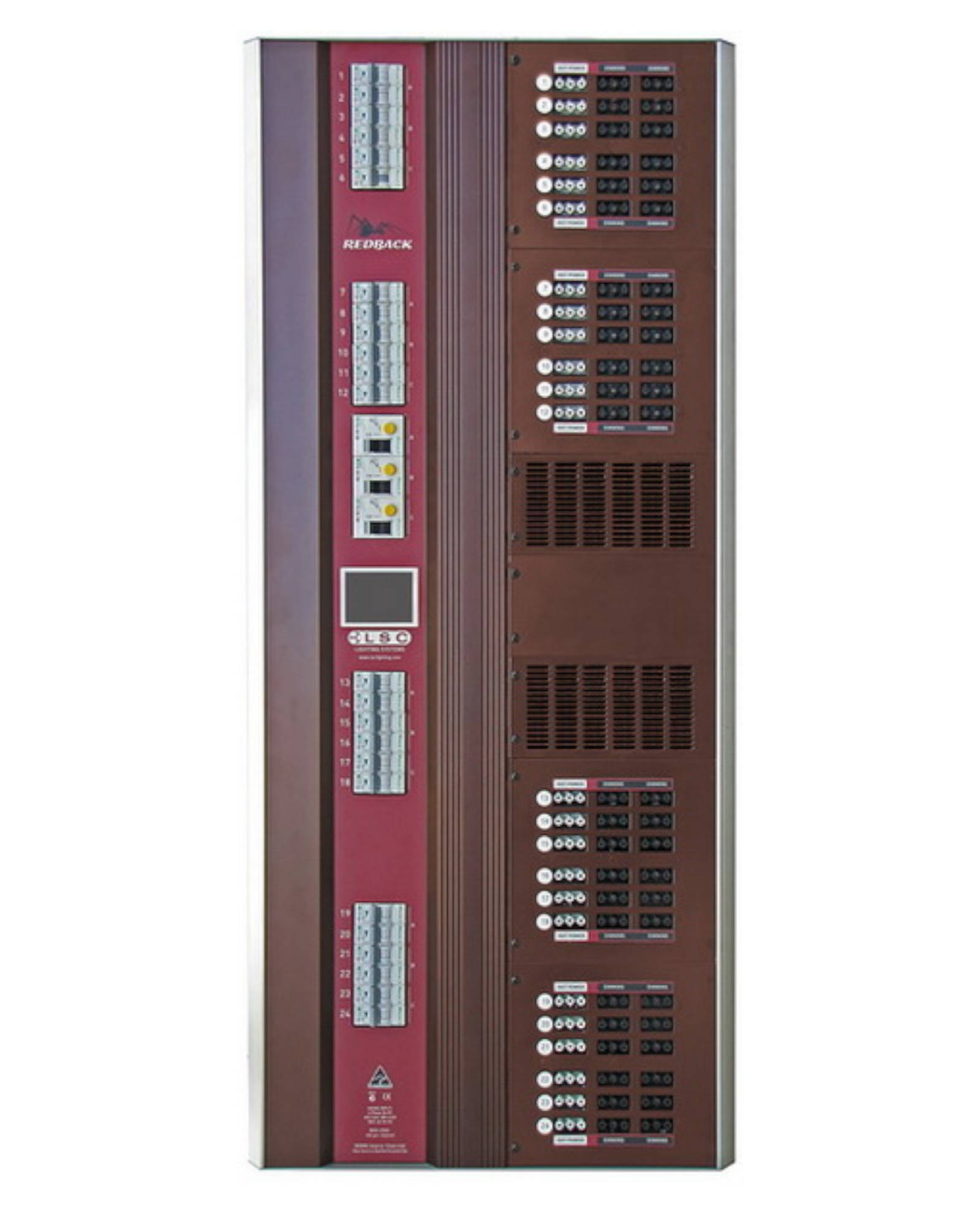 Redback Wallmount 24 Channel X 10a Dimmer With Dual Gst Dimmed Outlets And One Gst Hotpower Outlet Per Channel With Rcd Protection.