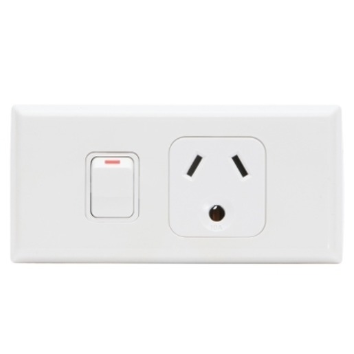 PDL698RWH Worktop Sw Socket 10A Sgl Round Earth White